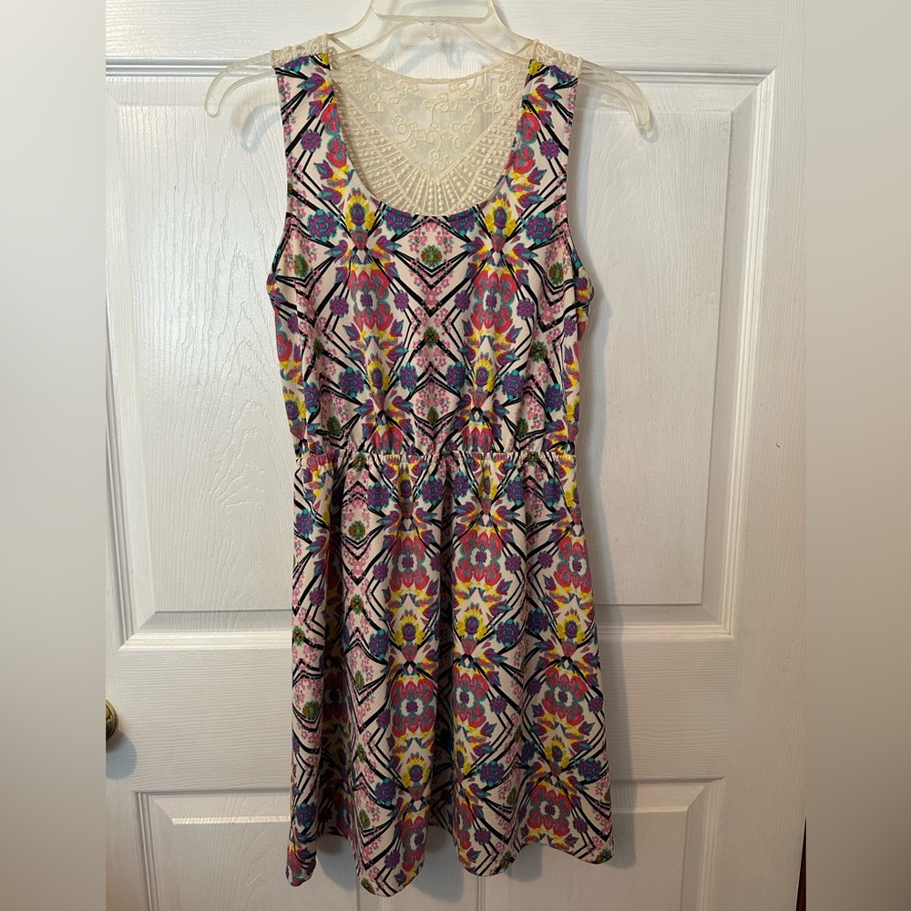 No Boundaries Multicolor Floral Dress with Lace Back Detail